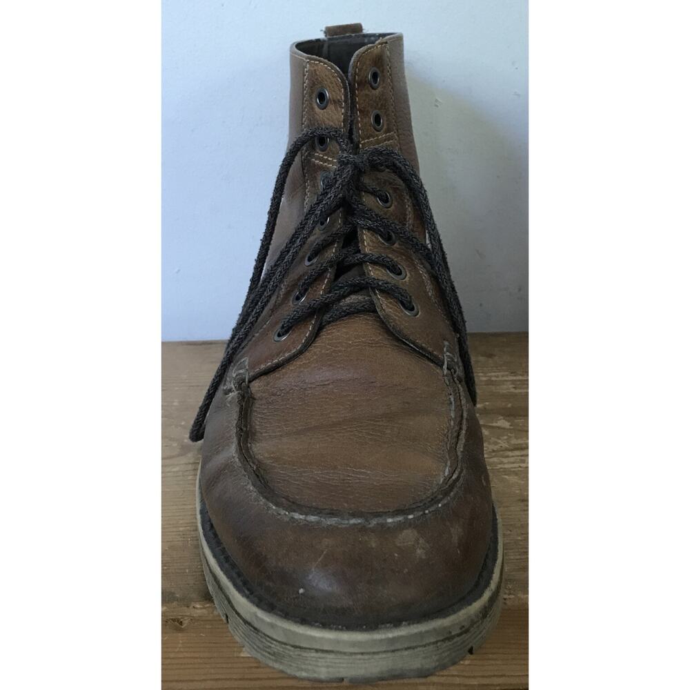 Johnston Murphy Brown Leather Crepe Sole Lace Up Moc Toe Work Ankle Boots 9.5M - Picture 2 of 7